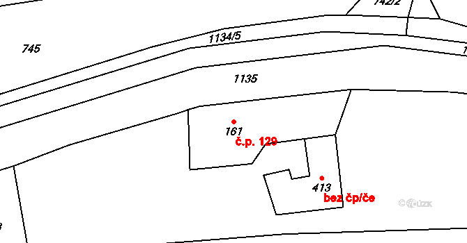 Bohdíkov 129 na parcele st. 161 v KÚ Dolní Bohdíkov, Katastrální mapa