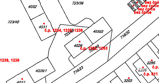 Bílé Předměstí 1262,1263, Pardubice na parcele st. 4030/2 v KÚ Pardubice, Katastrální mapa