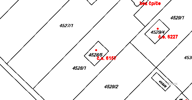 Znojmo 6157 na parcele st. 4528/5 v KÚ Znojmo-město, Katastrální mapa