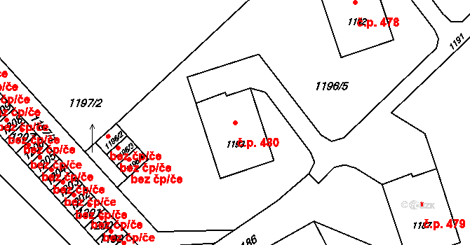 Suchdol nad Odrou 480 na parcele st. 1193 v KÚ Suchdol nad Odrou, Katastrální mapa