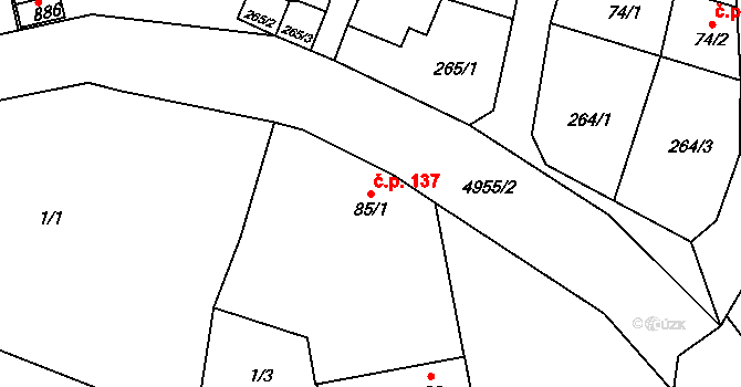 Černovice 137 na parcele st. 85/1 v KÚ Černovice u Tábora, Katastrální mapa