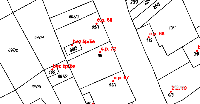 Liběšovice 72, Blšany na parcele st. 96 v KÚ Liběšovice, Katastrální mapa