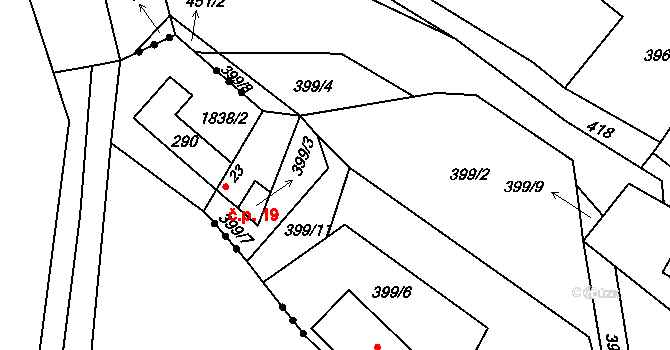 Kraborovice 19 na parcele st. 23 v KÚ Kraborovice, Katastrální mapa