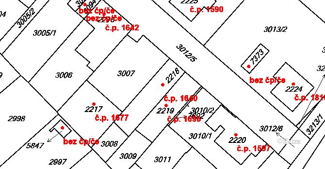 Havlíčkův Brod 1640 na parcele st. 2218 v KÚ Havlíčkův Brod, Katastrální mapa