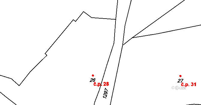 Čenovice 28, Čestín na parcele st. 26 v KÚ Čenovice, Katastrální mapa