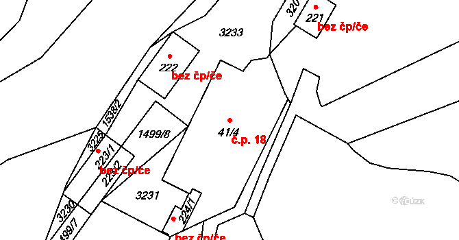 Chabeřice 18 na parcele st. 41/4 v KÚ Chabeřice, Katastrální mapa
