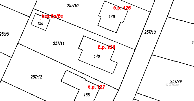 Lohenice 126, Přelouč na parcele st. 140 v KÚ Lohenice u Přelouče, Katastrální mapa