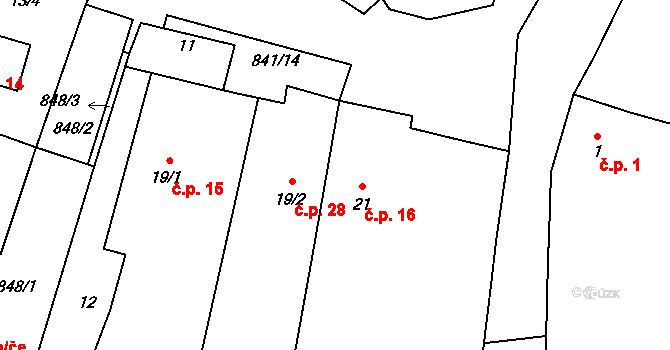 Popice 16, Jihlava na parcele st. 21 v KÚ Popice u Jihlavy, Katastrální mapa