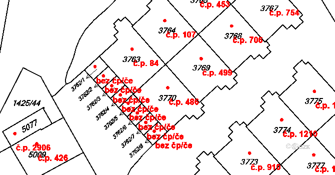 Šumperk 486 na parcele st. 3770 v KÚ Šumperk, Katastrální mapa