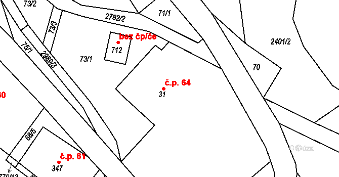 Poniklá 64 na parcele st. 31 v KÚ Poniklá, Katastrální mapa