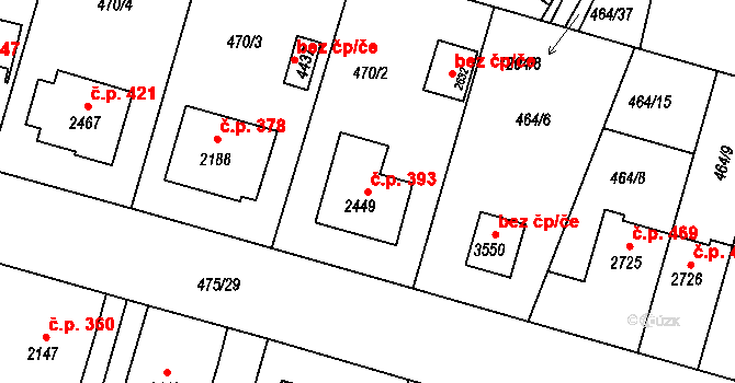 Holínské Předměstí 393, Jičín na parcele st. 2449 v KÚ Jičín, Katastrální mapa