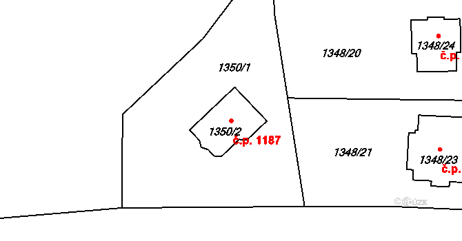 Dolní Lutyně 1187 na parcele st. 1350/2 v KÚ Dolní Lutyně, Katastrální mapa