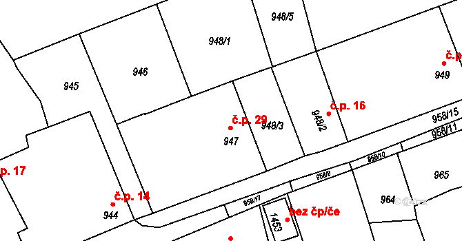 Chlumec 29, Olešník na parcele st. 947 v KÚ Olešník, Katastrální mapa