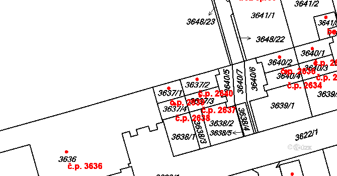 Frýdek 2639, Frýdek-Místek na parcele st. 3637/1 v KÚ Frýdek, Katastrální mapa