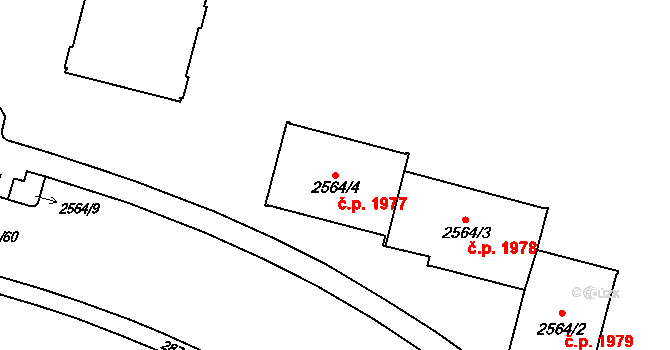 Sokolov 1977 na parcele st. 2564/4 v KÚ Sokolov, Katastrální mapa