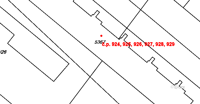 Kolín II 924,925,926,927,928,, Kolín na parcele st. 5367 v KÚ Kolín, Katastrální mapa