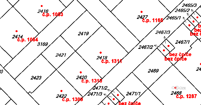 Nusle 1311, Praha na parcele st. 2418 v KÚ Nusle, Katastrální mapa