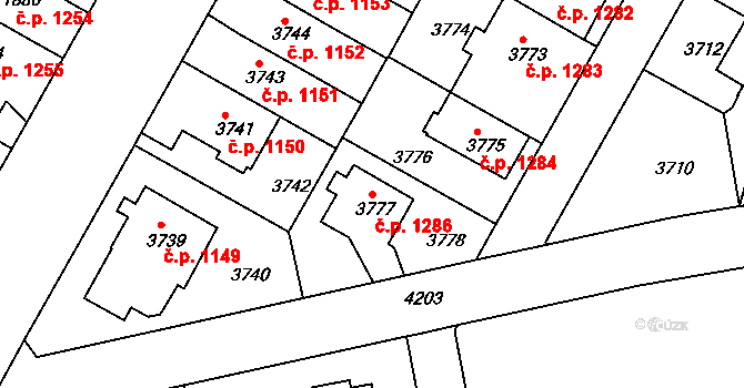 Dejvice 1286, Praha na parcele st. 3777 v KÚ Dejvice, Katastrální mapa