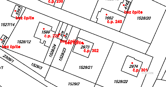 Kryblice 302, Trutnov na parcele st. 2973 v KÚ Trutnov, Katastrální mapa