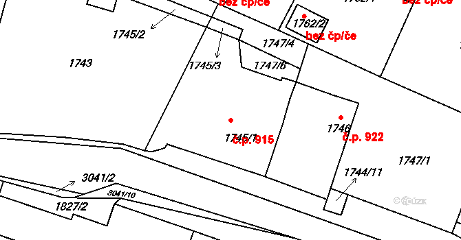 Sedlčany 915 na parcele st. 1745/1 v KÚ Sedlčany, Katastrální mapa
