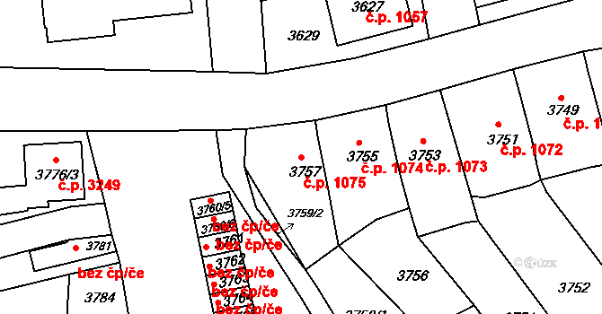 Česká Lípa 1075 na parcele st. 3757 v KÚ Česká Lípa, Katastrální mapa
