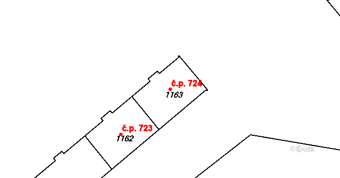Hostinné 724 na parcele st. 1163 v KÚ Hostinné, Katastrální mapa