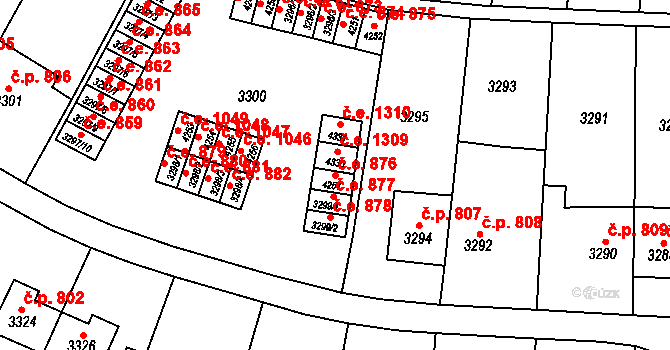 Kuřim 876 na parcele st. 4257 v KÚ Kuřim, Katastrální mapa
