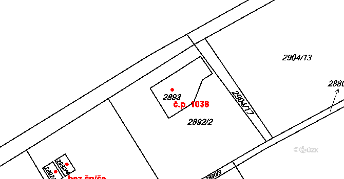 Hranice 1038, Karviná na parcele st. 2893 v KÚ Karviná-město, Katastrální mapa