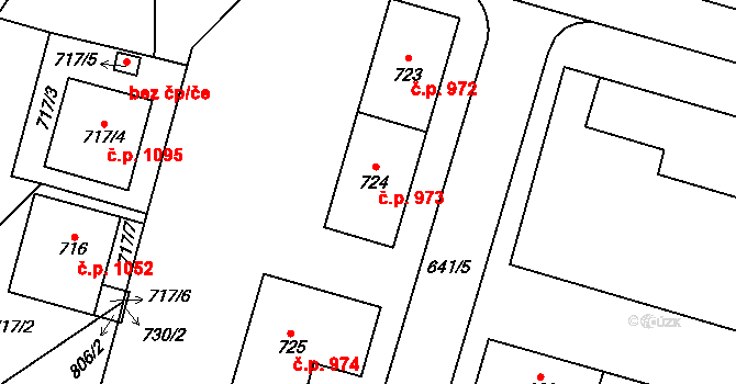 Oslavany 973 na parcele st. 724 v KÚ Oslavany, Katastrální mapa