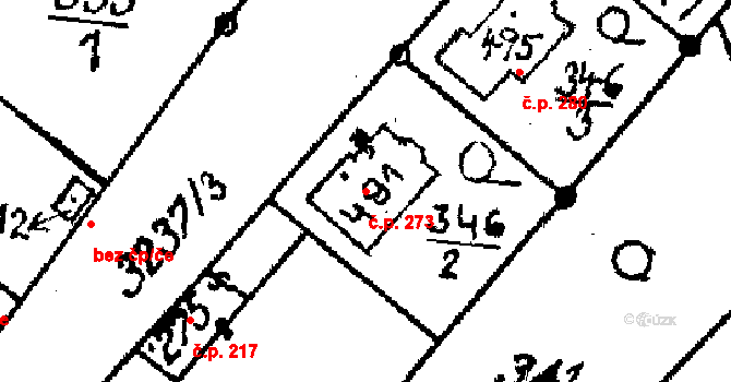 Medlov 273 na parcele st. 593 v KÚ Medlov u Uničova, Katastrální mapa