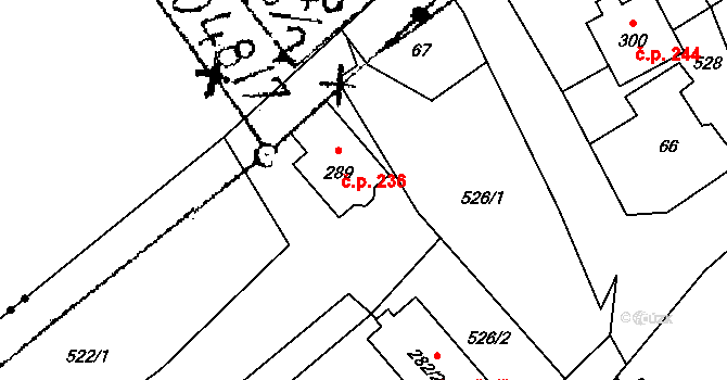 Prácheň 236, Kamenický Šenov na parcele st. 289 v KÚ Prácheň, Katastrální mapa