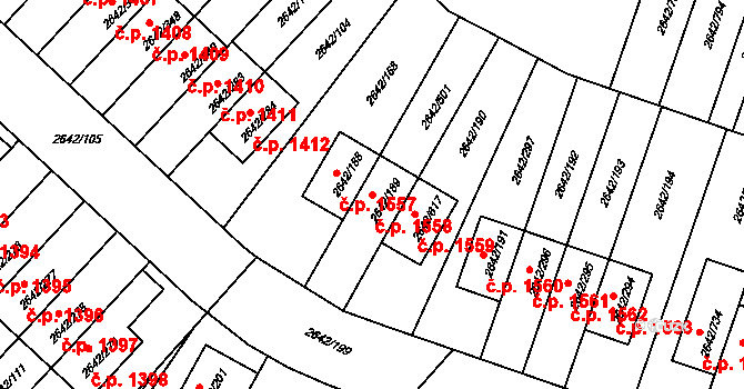 Kuřim 1558 na parcele st. 2642/189 v KÚ Kuřim, Katastrální mapa