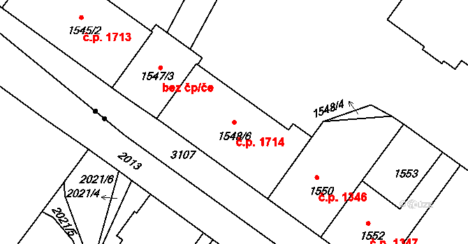 Nusle 1714, Praha na parcele st. 1548/6 v KÚ Nusle, Katastrální mapa