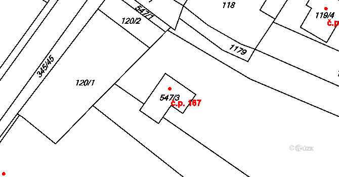 Libišany 167 na parcele st. 547/3 v KÚ Libišany, Katastrální mapa