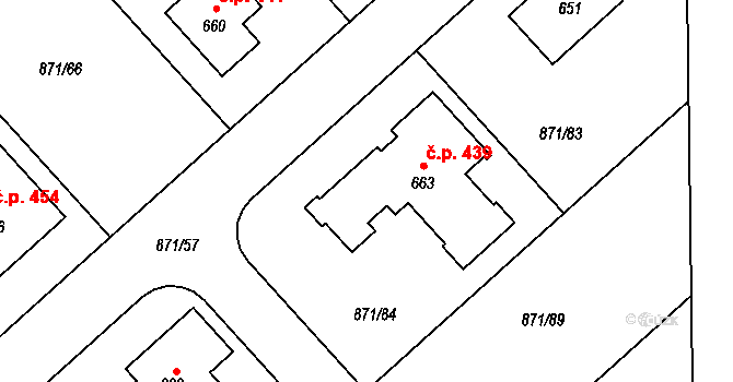 Sepekov 439 na parcele st. 663 v KÚ Sepekov, Katastrální mapa