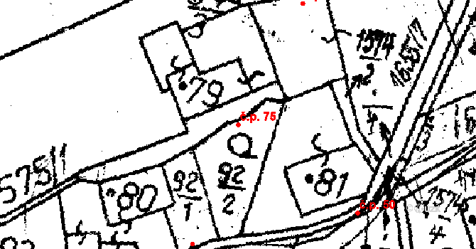 Dešenice 75 na parcele st. 79 v KÚ Dešenice, Katastrální mapa