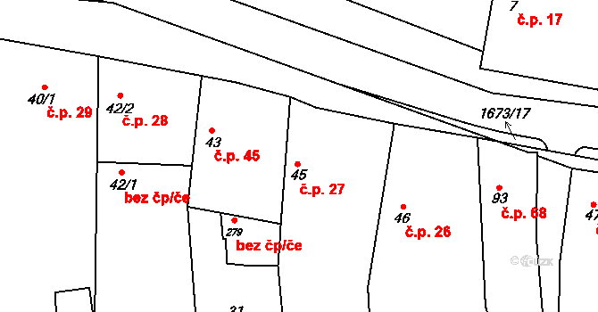 Jankov 27 na parcele st. 45 v KÚ Jankov, Katastrální mapa