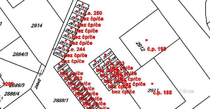 Předměstí 233, Litoměřice na parcele st. 2913/7 v KÚ Litoměřice, Katastrální mapa