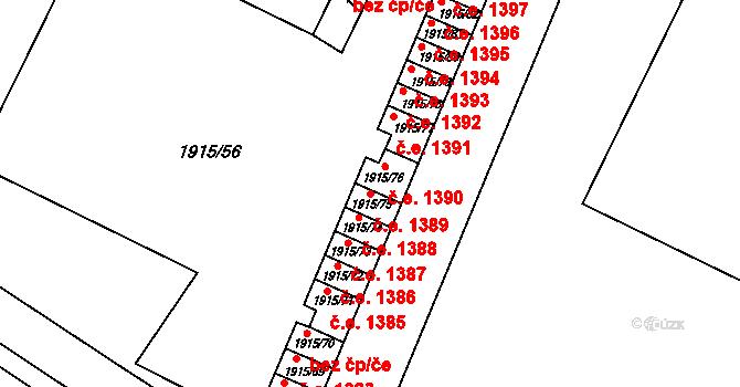 Kopřivnice 1389 na parcele st. 1915/75 v KÚ Kopřivnice, Katastrální mapa