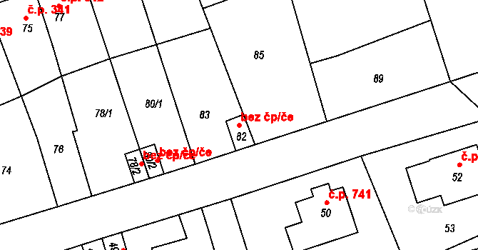 Libušín 38582228 na parcele st. 82 v KÚ Libušín, Katastrální mapa
