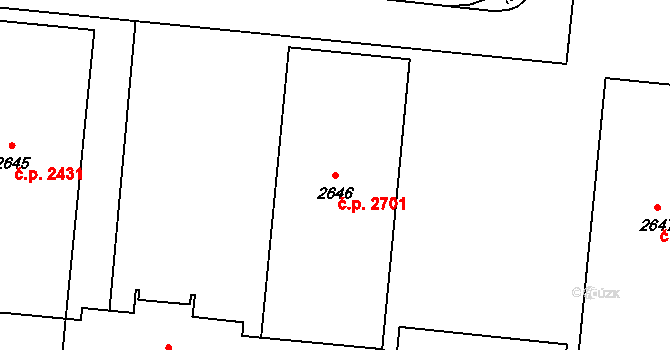 Zlín 2701 na parcele st. 2646 v KÚ Zlín, Katastrální mapa