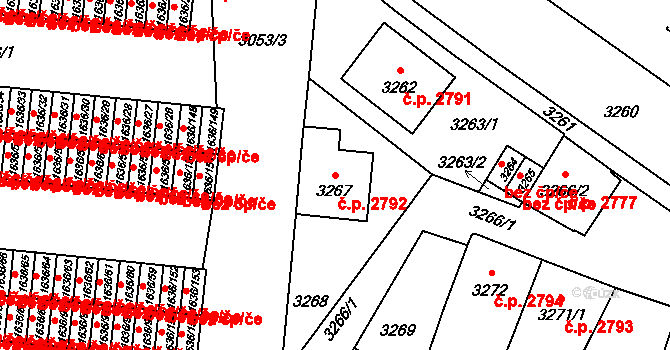 Předměstí 2792, Opava na parcele st. 3267 v KÚ Opava-Předměstí, Katastrální mapa