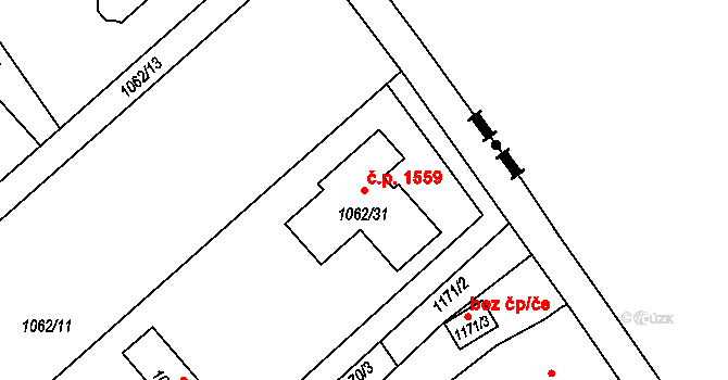 Ráj 1559, Karviná na parcele st. 1062/31 v KÚ Ráj, Katastrální mapa