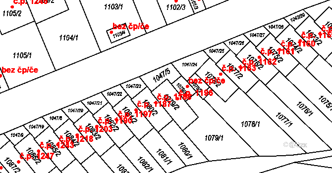 Třešť 1196 na parcele st. 1079/2 v KÚ Třešť, Katastrální mapa