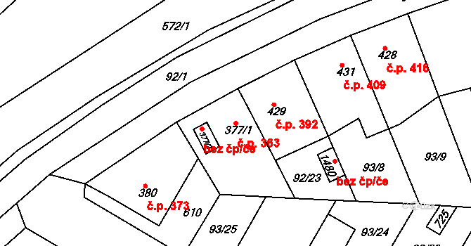 Mikovice 363, Kralupy nad Vltavou na parcele st. 377/1 v KÚ Mikovice u Kralup nad Vltavou, Katastrální mapa