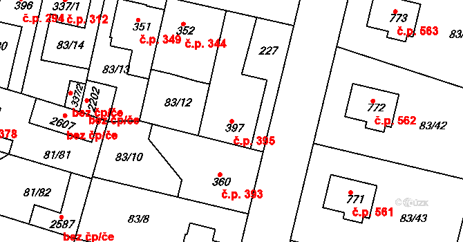 Lobeček 395, Kralupy nad Vltavou na parcele st. 397 v KÚ Lobeček, Katastrální mapa