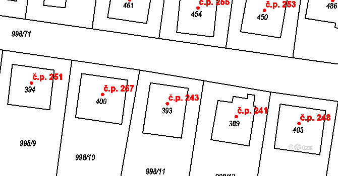 Ledce 243 na parcele st. 393 v KÚ Ledce u Plzně, Katastrální mapa