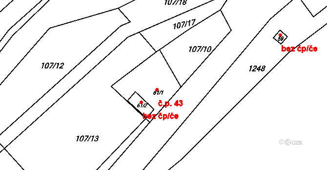 Oplotec 43, Horšovský Týn na parcele st. 61/1 v KÚ Oplotec, Katastrální mapa