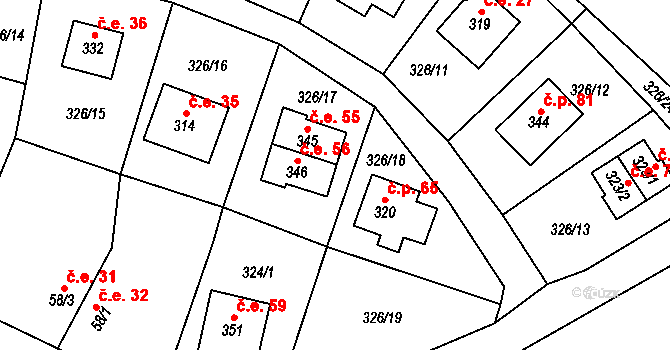Javorná 56, Čachrov na parcele st. 346 v KÚ Javorná na Šumavě, Katastrální mapa