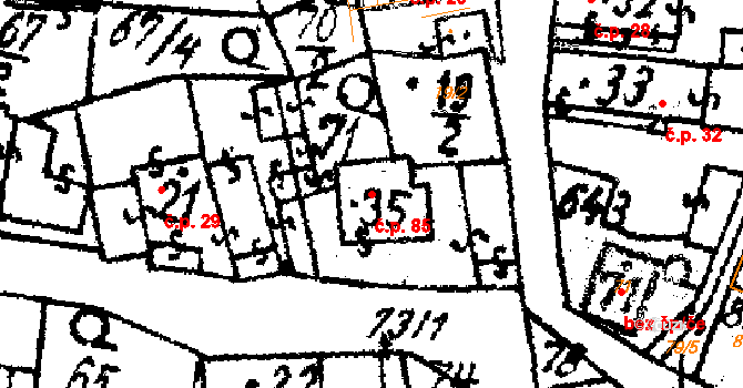 Březí 85, Žinkovy na parcele st. 35 v KÚ Březí u Žinkov, Katastrální mapa